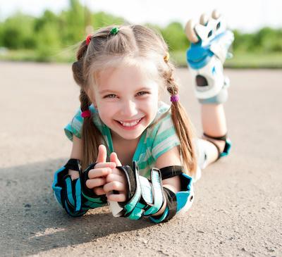 young girl roller blading | sunnyvale ca dentist